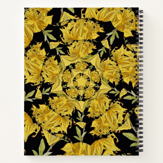 Fraktal in Gelb und Schwarz Notizblock (Rückseite)