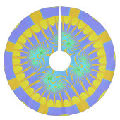 Fraktal in hellblau und gelb polyester weihnachtsbaumdecke (Vorderseite)