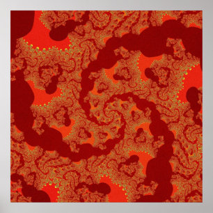 Fraktal in Rot und Orange Poster