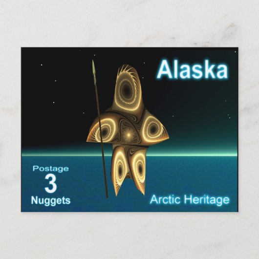 Fraktal Inuit Hunter - Alaska Postage Postkarte (Vorderseite)