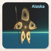 Fraktal Inuit Hunter - Alaska Rechteckiger Pappuntersetzer (Vorderseite)
