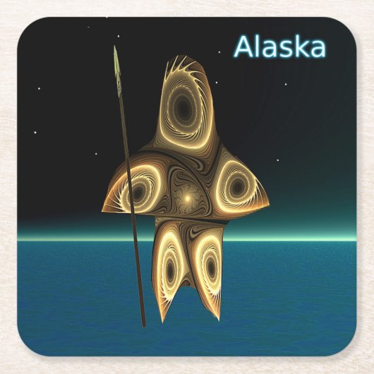 Fraktal Inuit Hunter - Alaska Rechteckiger Pappuntersetzer (Vorderseite)