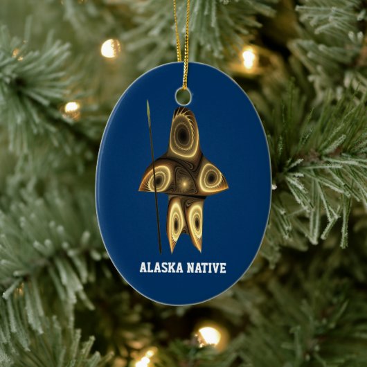Fraktal Inuit Hunter - Alaska-Ureinwohner Keramikornament (Baum)