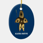 Fraktal Inuit Hunter - Alaska-Ureinwohner Keramikornament (Vorne)