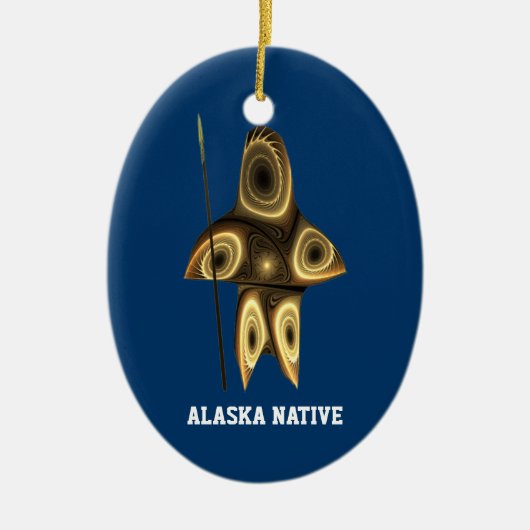 Fraktal Inuit Hunter - Alaska-Ureinwohner Keramikornament (Vorne)