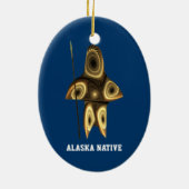 Fraktal Inuit Hunter - Alaska-Ureinwohner Keramikornament (Hinten)