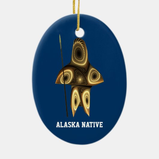 Fraktal Inuit Hunter - Alaska-Ureinwohner Keramikornament (Hinten)