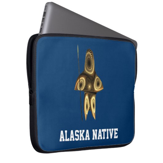 Fraktal Inuit Hunter - Alaska-Ureinwohner Laptopschutzhülle (Vorne Rechts)