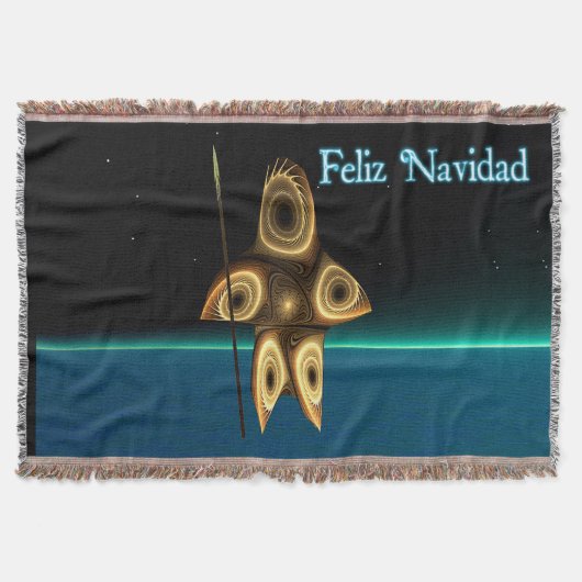 Fraktal Inuit Hunter - Feliz Navidad Decke (Vorderseite)