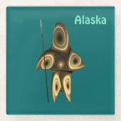 Fraktal Inuit Hunter Glasuntersetzer (Vorderseite)