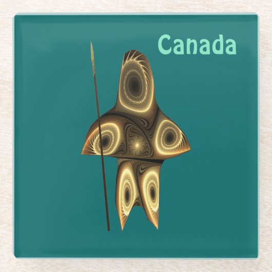 Fraktal Inuit Hunter Glasuntersetzer (Vorderseite)