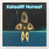 Fraktal Inuit Hunter - Grönland Glasuntersetzer (Vorderseite)