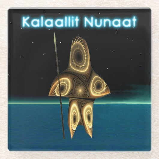 Fraktal Inuit Hunter - Grönland Glasuntersetzer (Vorderseite)