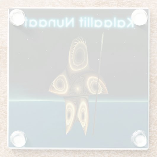 Fraktal Inuit Hunter - Grönland Glasuntersetzer (Rückseite)