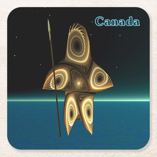 Fraktal Inuit Hunter - Kanada Rechteckiger Pappuntersetzer (Vorderseite)