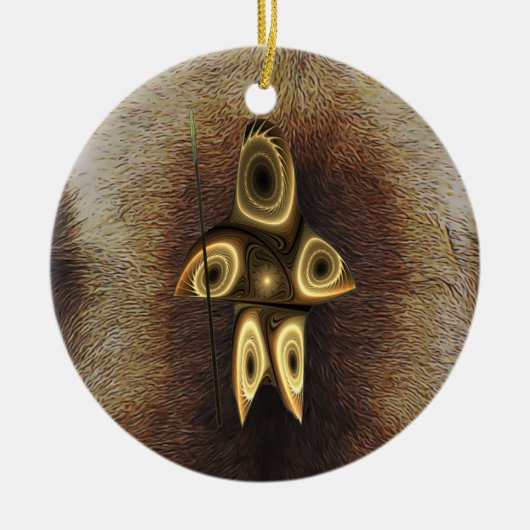 Fraktal Inuit Hunter Keramik Ornament (Vorne)
