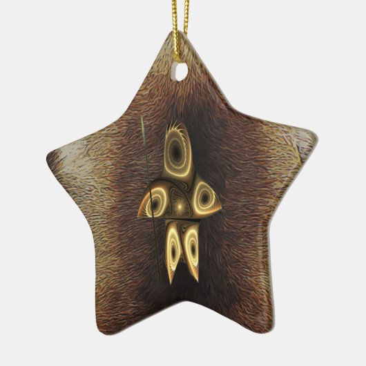 Fraktal Inuit Hunter Keramikornament (Links)