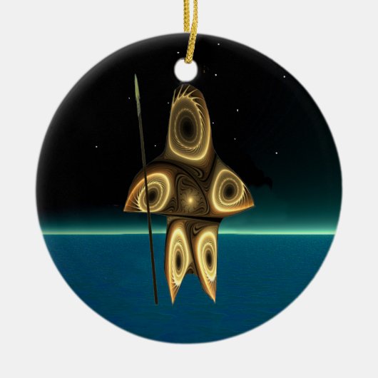 Fraktal Inuit Hunter Keramikornament (Vorne)