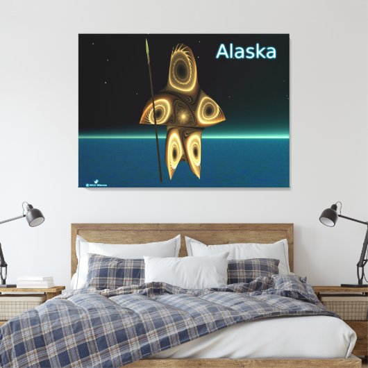 Fraktal Inuit Hunter Leinwanddruck (Insitu (Schlafzimmer))