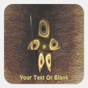 Fraktal Inuit Hunter Quadratischer Aufkleber