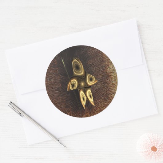 Fraktal Inuit Hunter Runder Aufkleber (Umschlag)