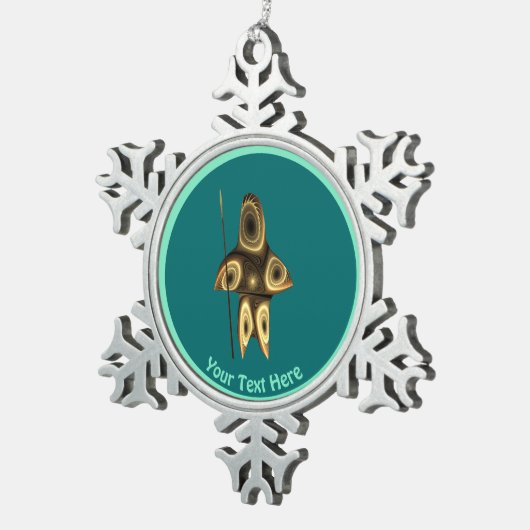 Fraktal Inuit Hunter Schneeflocken Zinn-Ornament (Rechts)