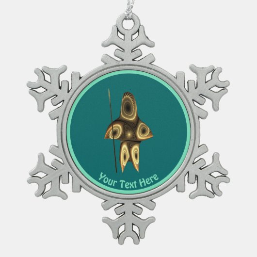 Fraktal Inuit Hunter Schneeflocken Zinn-Ornament (Vorderseite)