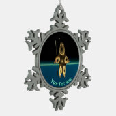 Fraktal Inuit Hunter Schneeflocken Zinn-Ornament (Links)