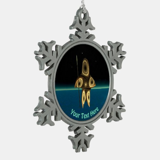 Fraktal Inuit Hunter Schneeflocken Zinn-Ornament (Links)