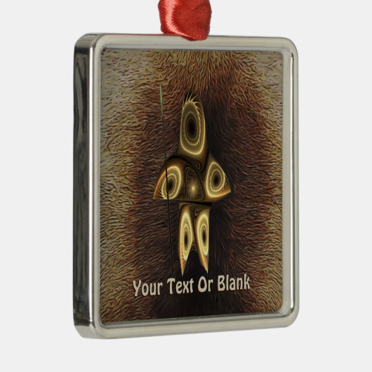 Fraktal Inuit Hunter Silbernes Ornament (Rechts)