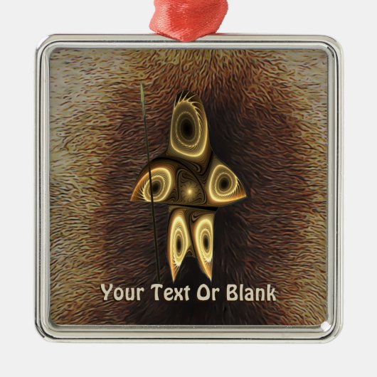 Fraktal Inuit Hunter Silbernes Ornament (Vorne)