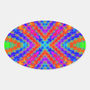 Fraktal Kaleidoskop Art Ovaler Aufkleber