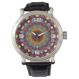Fraktal-Kaleidoskop-Mandala-Muster-64351 Armbanduhr