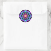 Fraktal Kaleidoskop Rainbow Florets Runder Aufkleber (Tasche)
