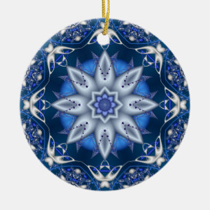 Fraktal-Kaleidoskop-Winter-Freuden-Verzierung Keramikornament