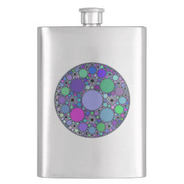 Fraktal-Kreise in Lila rosa grün Flachmann