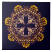 Fraktal-Kreuzmandala Fliese (Vorderseite)