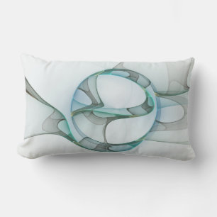 Fraktal-Kunst Blau Türkis Grau Abstrakte Eleganz Lendenkissen