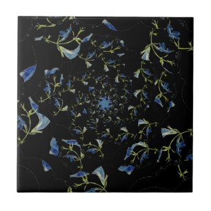 Fraktal-Kunst in Blau und Schwarz Fliese