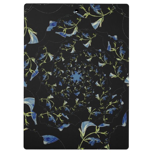 Fraktal-Kunst in Blau und Schwarz Klemmbrett (Rückseite)