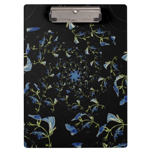 Fraktal-Kunst in Blau und Schwarz Klemmbrett (Vorderseite)