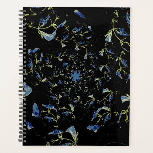 Fraktal-Kunst in Blau und Schwarz Planer (Vorderseite)