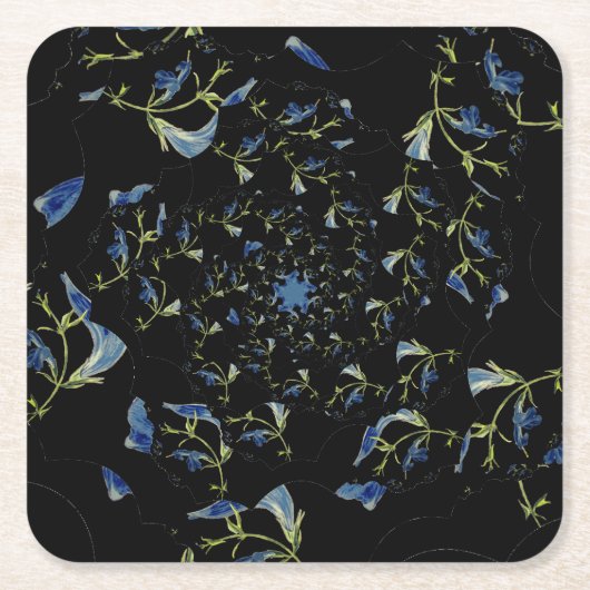 Fraktal-Kunst in Blau und Schwarz Rechteckiger Pappuntersetzer (Vorderseite)