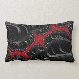 Fraktal-Kunst Roter/Schwarzeslumbales Throw-Kissen Lendenkissen
