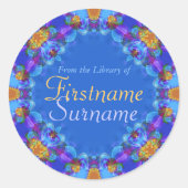 Fraktal Lace Blues Buchzeichen Sticker (Vorderseite)