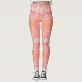 Fraktal Lace Garter Pink+Orange Leggings, die Psyd Leggings (Vorderseite)