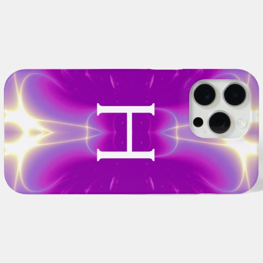 FRAKTAL-LICHTWELLEN-MONOGRAMM, PINK LILA FUCHSIA Case-Mate iPhone HÜLLE (Rückseite (Horizontal))