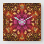 Fraktal Light Golden Sternexplosion Quadratische Wanduhr (Vorderseite)