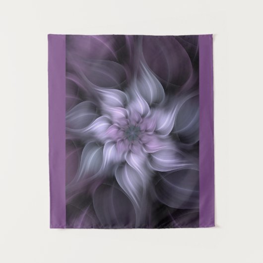 Fraktal Lila Blume Wandteppich (Vorderseite)