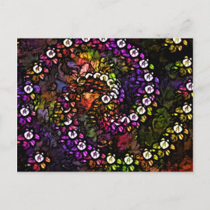 Fraktal lila floral Psychedelic Rainbow Spiral Postkarte